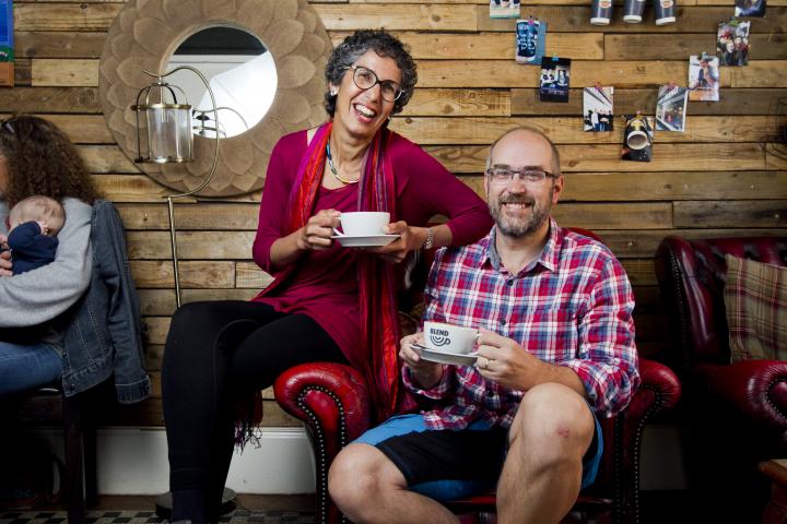 Rachel Weiss with husband Andy. Photo by Andrew Cawley for the Sunday Post.