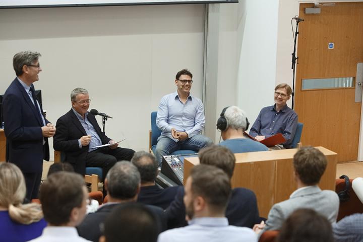 Allan with philosopher Tom Chatfield and epistemologist Jon Oberlander.