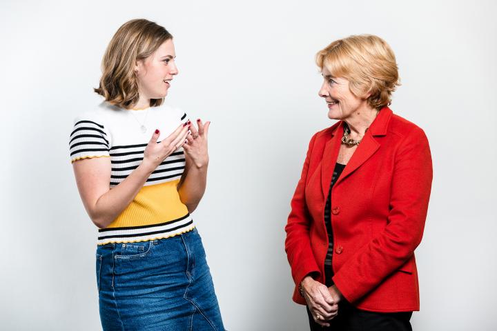 Photo of Ann Smyth Secretary of the General Council and Eleri Connick 2018/19 President of the Students' Association