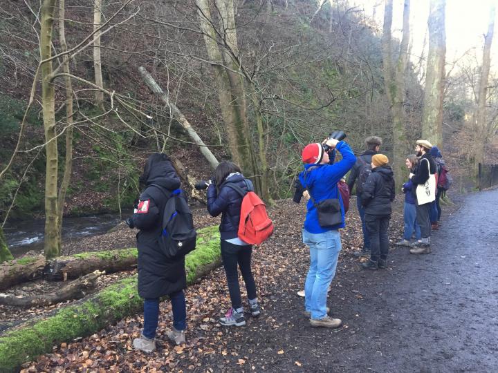 Students during a birding walk