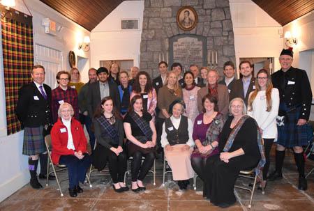 A group of guests at the 2017 alumni Burns supper in Atlanta, Georgia, which took place in a replica of Burns birthplace