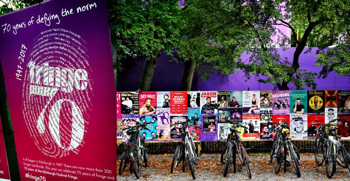 George Square bikes and billboards in the festival August 2017 