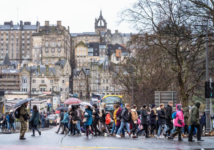 people walking in Scotland