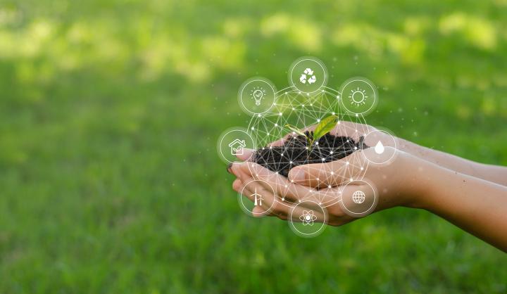 Icon concept circulating in hands for environment, society and governance
