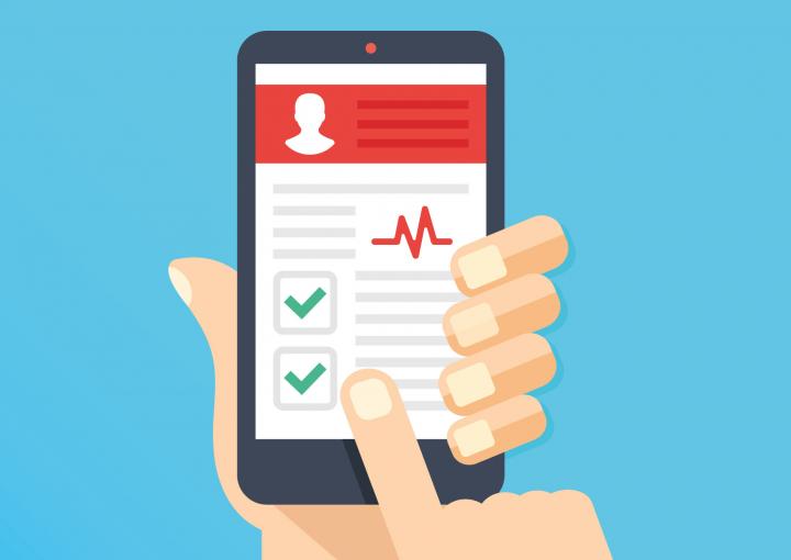 Illustration of a health app on smartphone screen