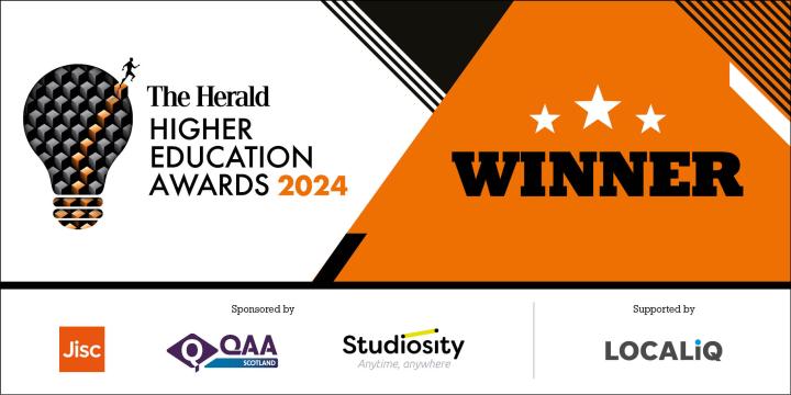 Banner saying The Herald Higher Education Awards 2024 Winner