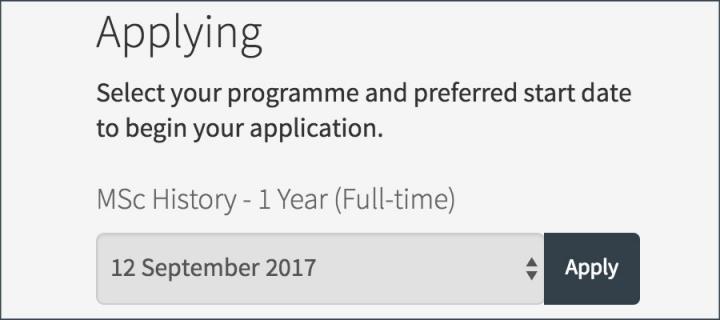 detail of the apply now section on degree pages