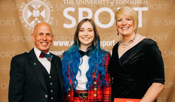 Jim Aitken MBE, Seonaid McIntosh and Sarah Adlington at the Blues and Colours Awards