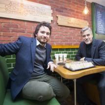 Josh Littlejohn and George Clooney at Social Bite