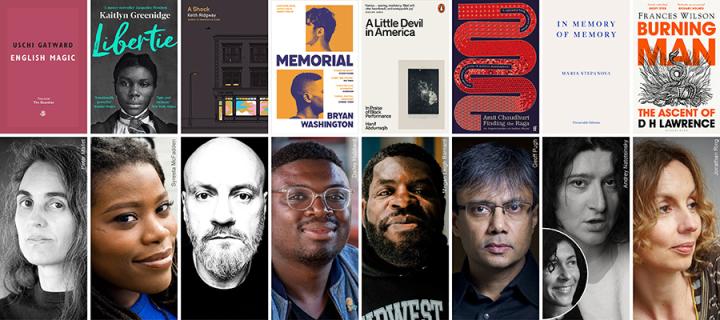 Montage of eight book authors and book covers. 