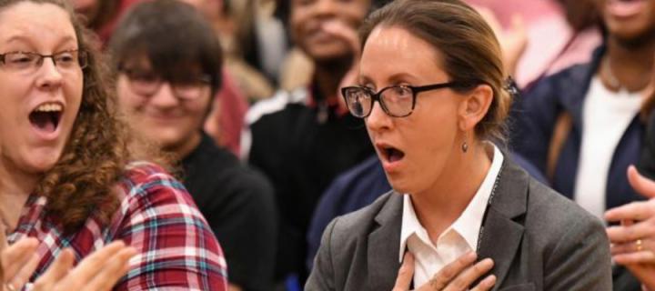 Katherine Watkins learns of her award