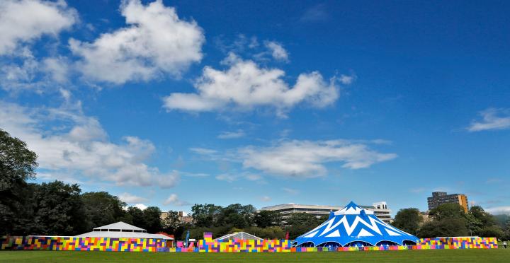 The Main Library from the Meadows during Fringe Festival August 2017