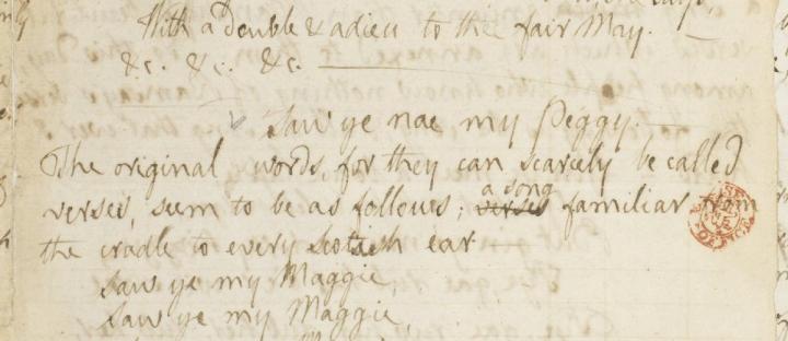 Photo of handwritten text Robert Burns wrote on Excise Office stationary