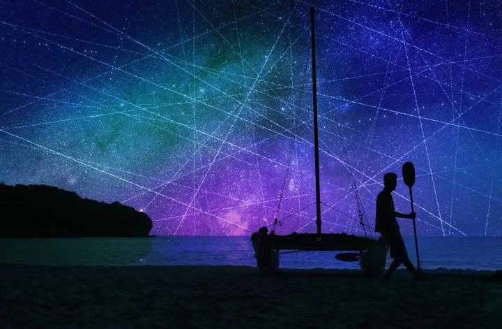 Satellites in the night sky