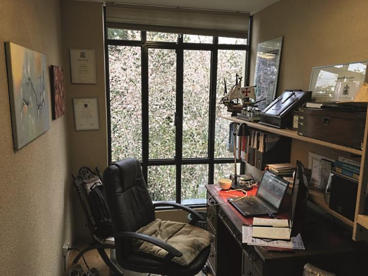 Simon White's desk view