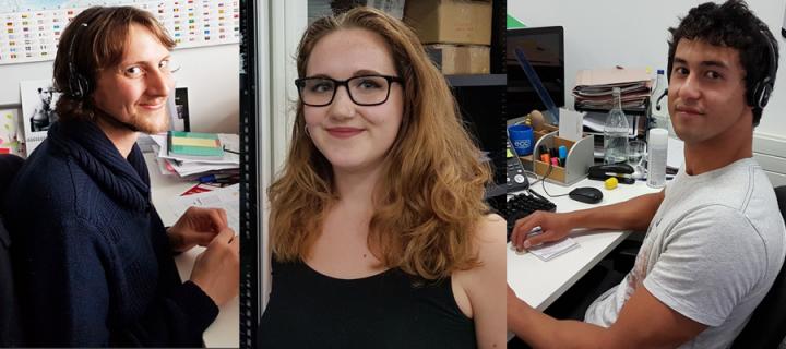 Keith, Sophie and Rory from the student calling team