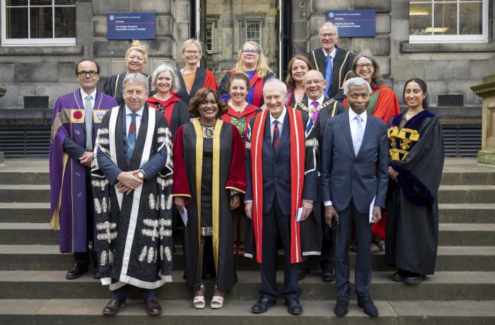 Senior staff and University Court gathered for Debora Kayembe's installation