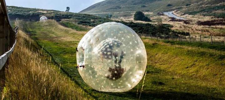 Zorbing in the Pentland Hills