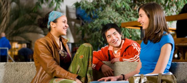 Students chatting in the Potterrow Student Centre
