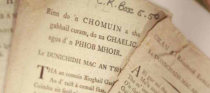 Pages of Gaelic poetry from the archive.