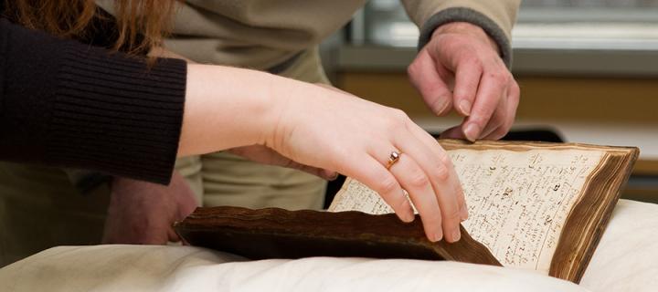 Consulting a rare book in the CRC