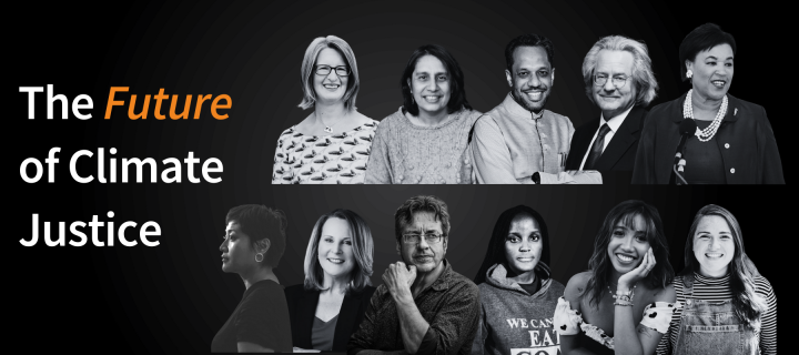 The Future of Climate Justice, headshots of all the speakers on black background