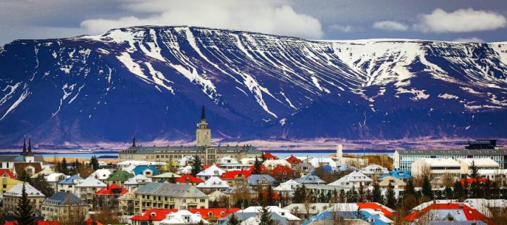 Reykjavik town aerial shot