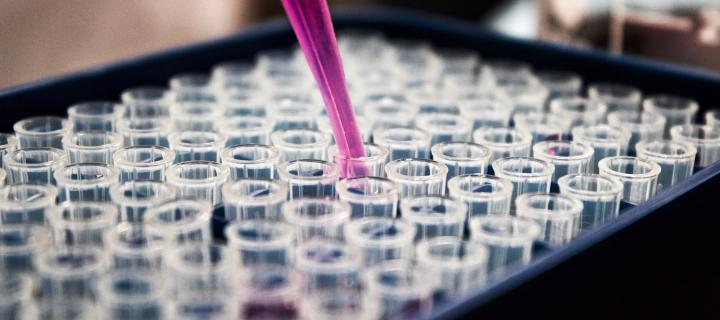 Pipette with liquette held over test tubes