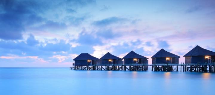 Houses on stilts in the Maldives