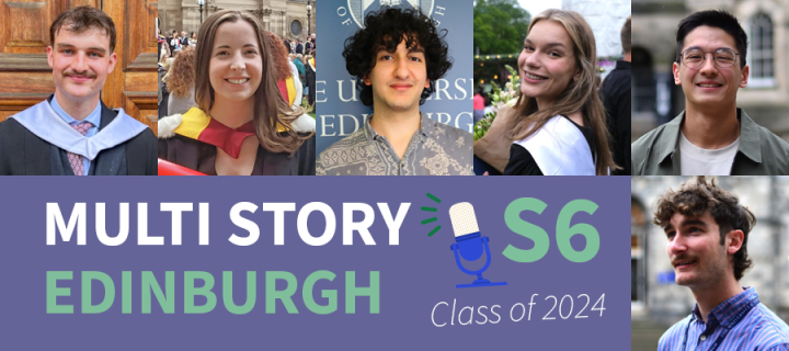 Multi Story Edinburgh Season 6 promo image featuring photos of all guests and podcast host.
