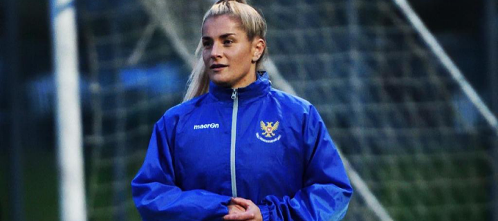 Rhianna Tweedie in her football kit