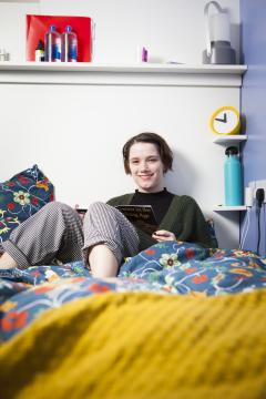 Student in University of Edinburgh accommodation.