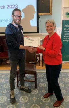 Gerard Pieper receives his prize at a ceremony during the meeting at the Royal College of Surgeons
