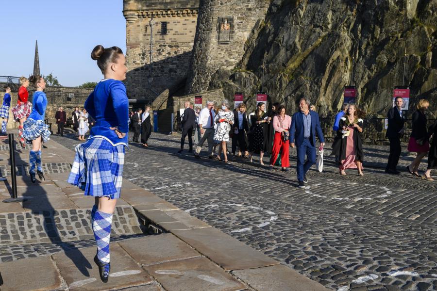 Highland dancers entertain as our alumni and guests pass by