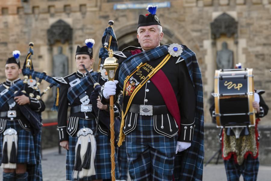 Pipers greet our guests at the castle