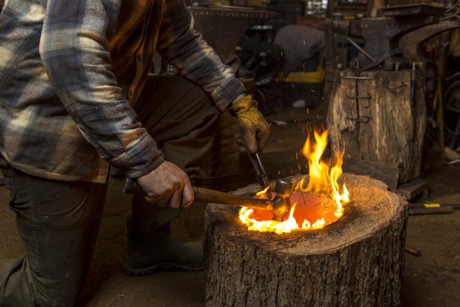 Nick Moreau making a metal bowl