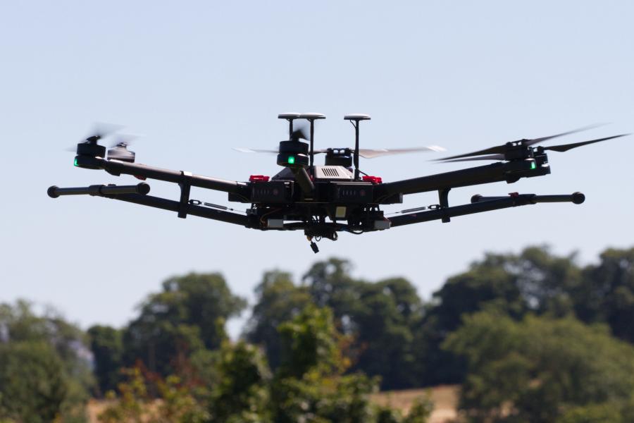 M600 pro drone in flight with no payload
