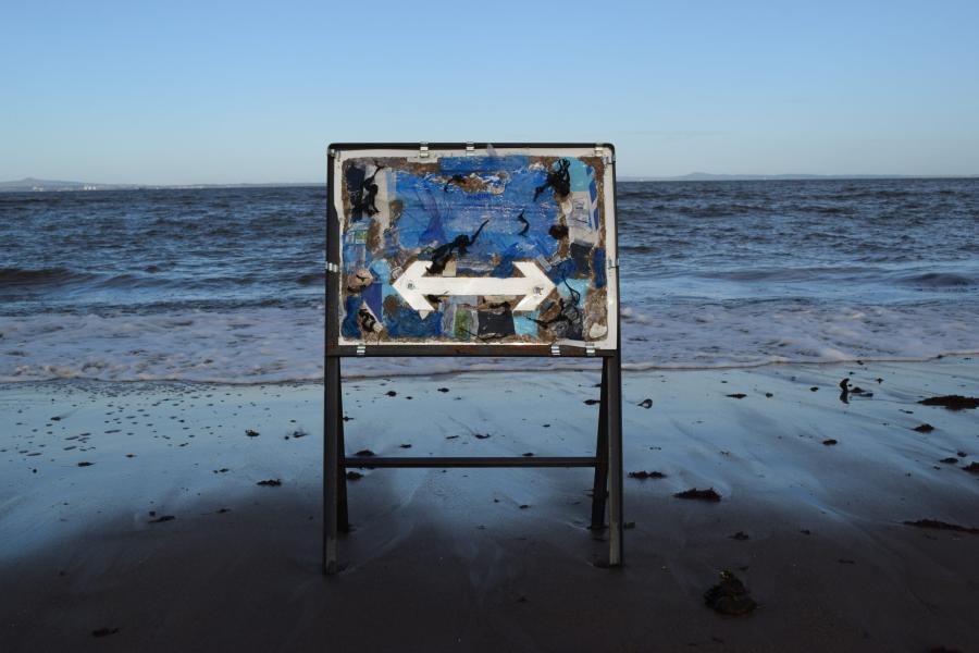 sign on beach