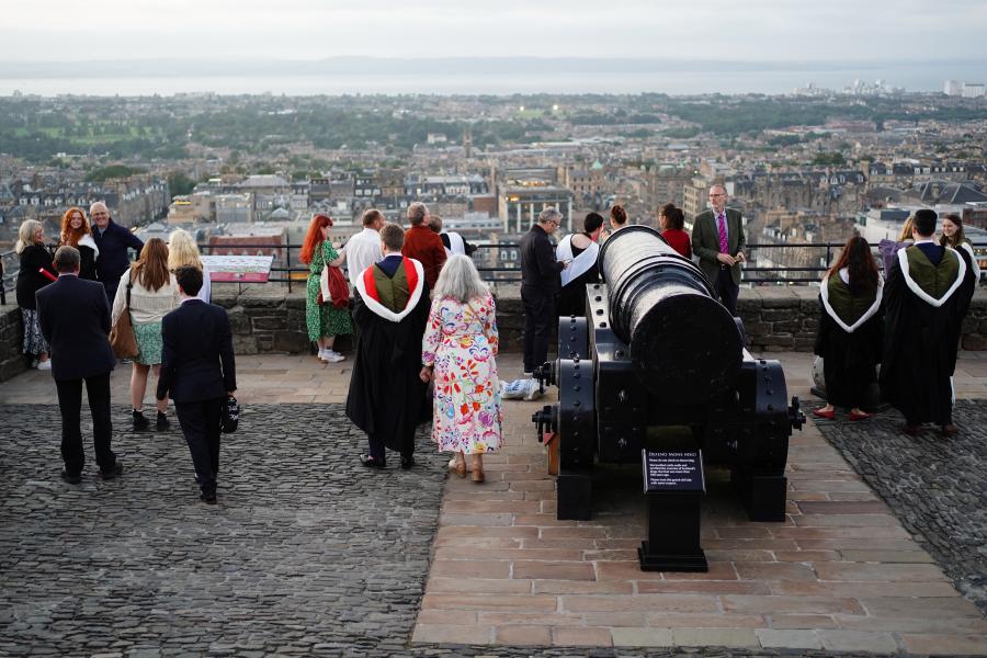 A photo opportunity on the castle ramparts