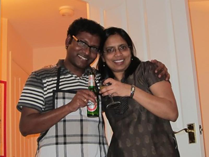 JP and partner make a toast