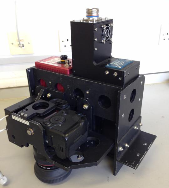 Sensors mounted together including a Hyspex sensor head (tall black sensor in right hand bay)