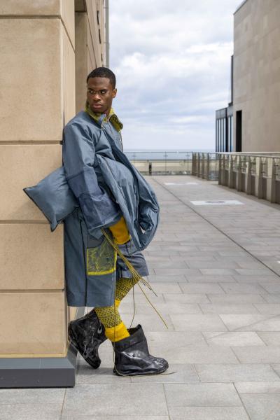 Helen Protheroe’s futuristic collection draws upon the idea of the urban nomad.