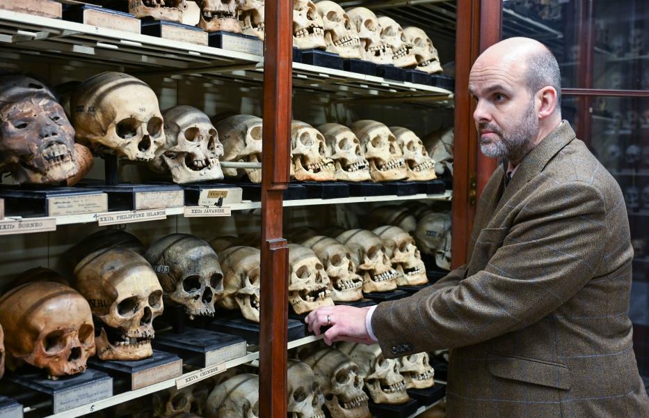Tom Gillingwater in the University of Edinburgh skull room